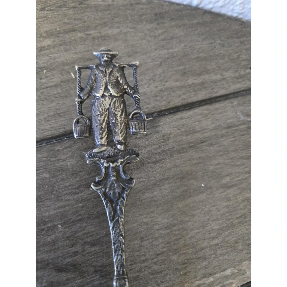 Vintage Silver Plated Repousse Dutch Cake Server Water Carrier Tavern Scene